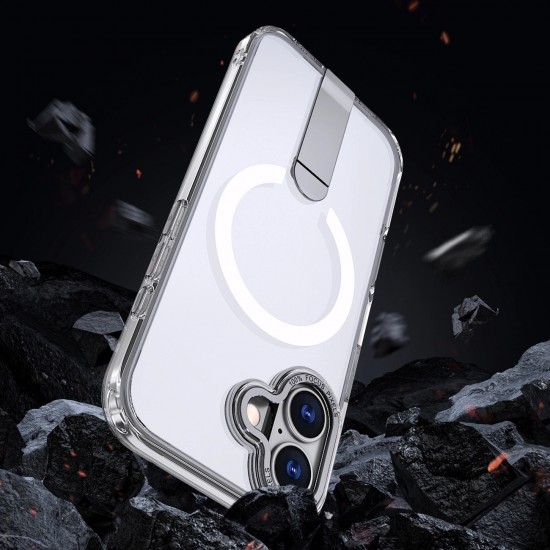 Hybrid Armor X Case for iPhone 17 with Stand, Compatible with MagSafe - Transparent