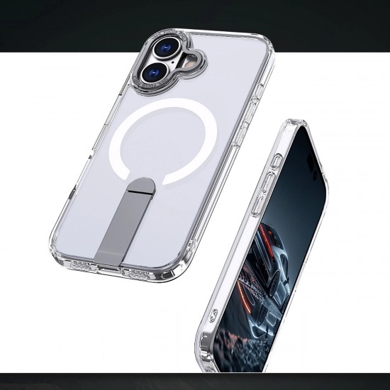 Hybrid Armor X Case for iPhone 17 with Stand, Compatible with MagSafe - Transparent