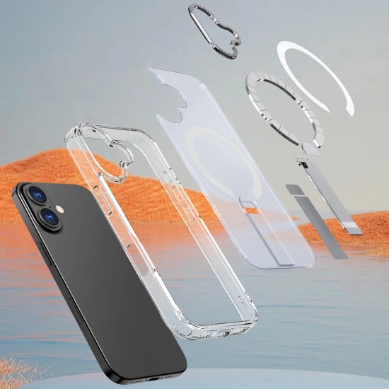 Hybrid Armor X Case for iPhone 17 with Stand, Compatible with MagSafe - Transparent