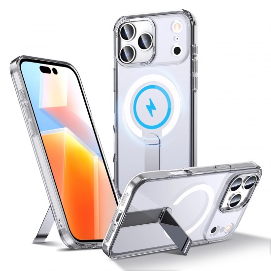 Hybrid Armor X Case for iPhone 17 Pro Max with Stand, Compatible with MagSafe - Transparent