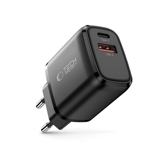 Tech-Protect NCA20 PD 20W / QC3.0 USB-A / USB-C wall charger - black