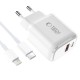 Tech-Protect NCA30 PD 30W QC3.0 USB-A / USB-C Wall Charger + USB-C / Lightning Cable 100cm - White