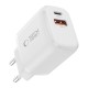 Tech-Protect NCA30 PD 30W QC3.0 USB-A / USB-C Wall Charger + USB-C / Lightning Cable 100cm - White