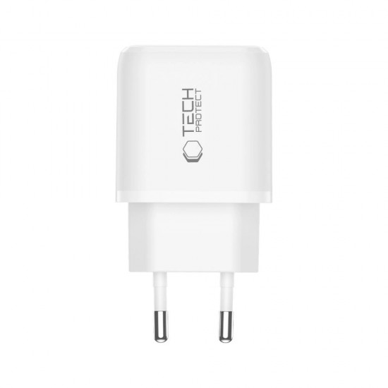 Tech-Protect NCA20 PD 20W QC3.0 USB-A / USB-C Wall Charger - White