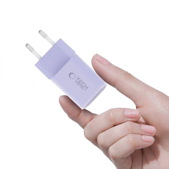 Tech-Protect NCM33 PD 33W QC3.0 USB-C / USB-C Wall Charger - Purple