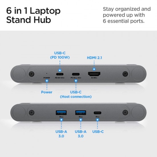 Spigen LD204H Stand + Hub 6-in-1 - Gray