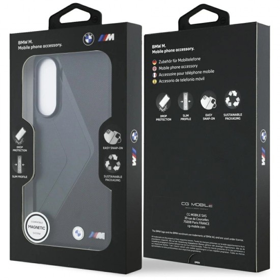 BMW Leather Oversized Stripes MagSafe case for Samsung Galaxy S25 Edge - black