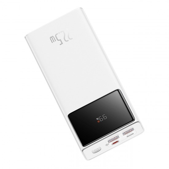 Baseus EnerFill FP41 30000mAh 22.5W Powerbank with Baseus Simple USB-A - USB-C 3A 30cm Cable - White