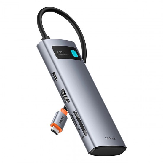 Baseus Metal Gleam 7in1 HDMI 4K 60Hz USB-C Hub / 3x USB 3.0 / USB-C PD / SD / microSD - Gray