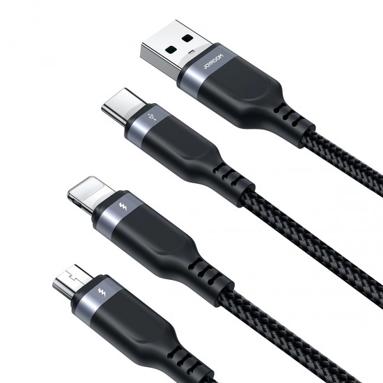 Joyroom Multi-Use Series S-A18 3in1 USB-A - Lightning / USB-C / micro USB cable 0.3m - black