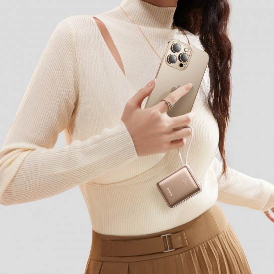 Joyroom JR-PBF27 22.5W 10000mAh Powerbank with Two Built-in Cables - Gold