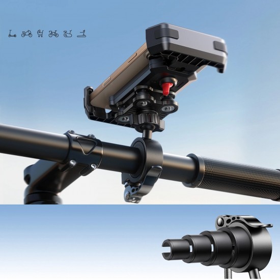 Joyroom JR-ZS428 shockproof handlebar holder for motorcycle, bike, scooter - black