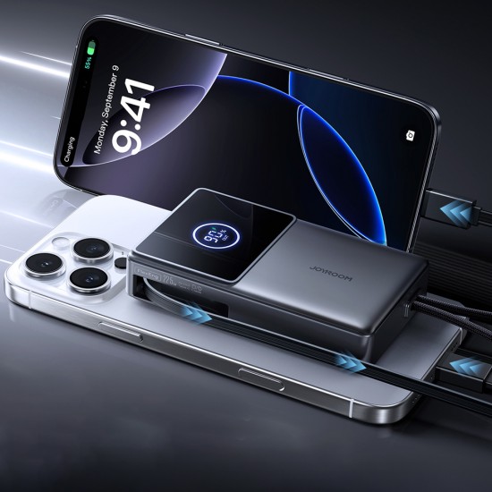 Joyroom JR-PR1 10000mAh 22.5W Powerbank with Built-in Retractable USB-C Cable - Black