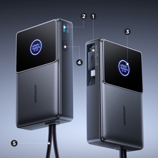 Joyroom JR-PR1 10000mAh 22.5W Powerbank with Built-in Retractable USB-C Cable - Black