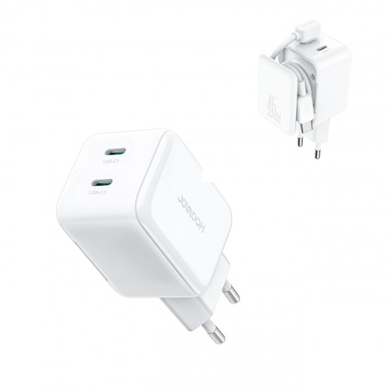 Joyroom JR-TCL05 45W GaN Wall Charger with Cable Organizer - White