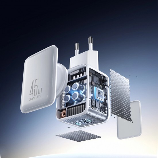 Joyroom JR-TCL05 45W GaN Wall Charger with Cable Organizer - White