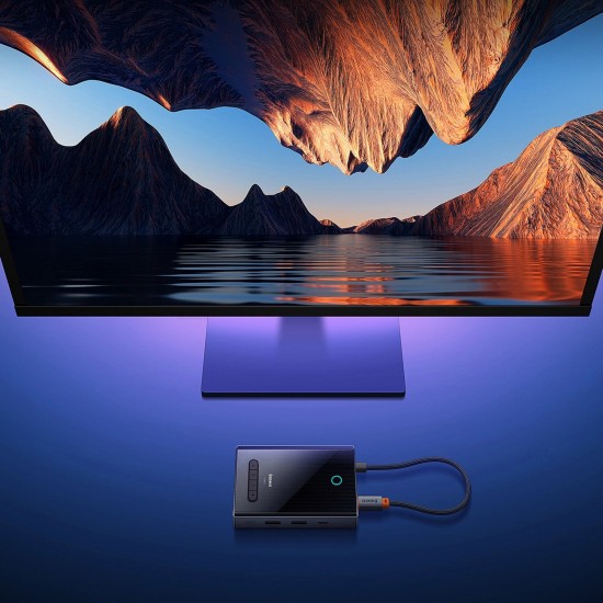 Baseus PioneerJoy 8-in-1 USB-C hub HDMI 4K@60Hz + HDMI 4K@30Hz + DisplayPort 8K@30Hz + VGA + 2 x USB-A 3.0 + 2 x USB-C - gray