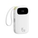 Baseus EnerFill FC31 20000mAh 45W Powerbank with Digital Display and 2 Built-in Cables (USB-C + Lightning) - White