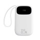 Baseus EnerFill FC31 20000mAh 22.5W Powerbank with Digital Display and 2 Built-in Cables (USB-C + Lightning) - White