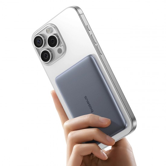 Baseus PicoGo AM41 5000mAh 20W Ultra-Thin MagSafe Compatible Power Bank with Black Baseus Simple USB-C 60W 30cm Cable - Gray