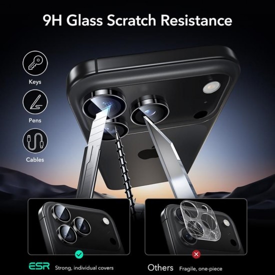 ESR Armorite Camera Protector for iPhone 14 Pro / Pro Max / 15 Pro / Pro Max / 16 Pro / Pro Max / 17 Pro / Pro Max - Black