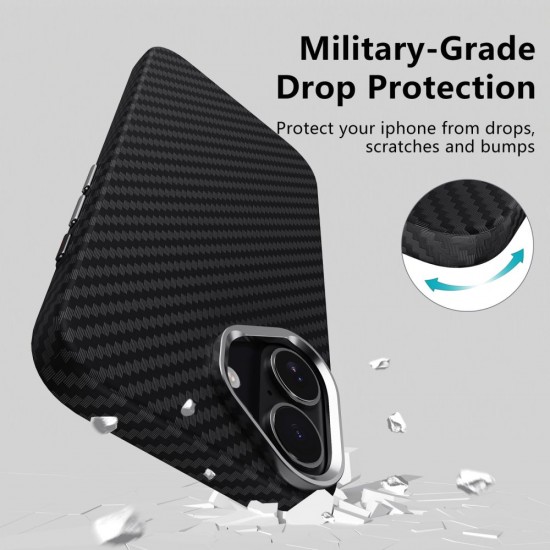 Tech-Protect Ion Carbon MagSafe case for iPhone 17 - black and silver