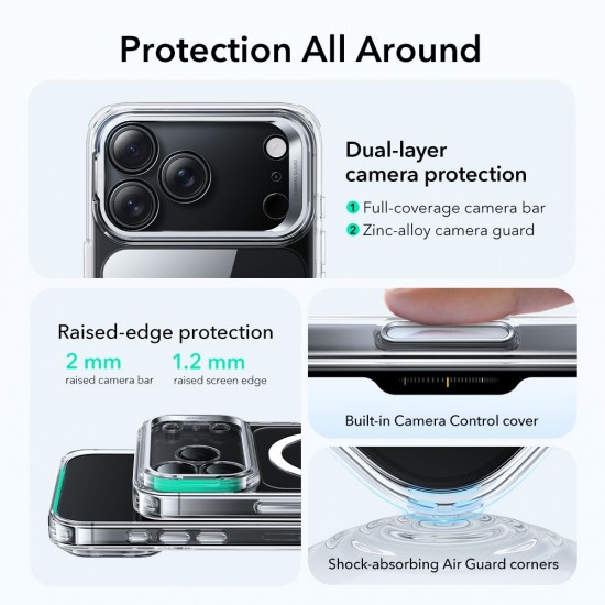 ESR Classic Hybrid Kickstand MagSafe Case for iPhone 17 Pro Max - Clear