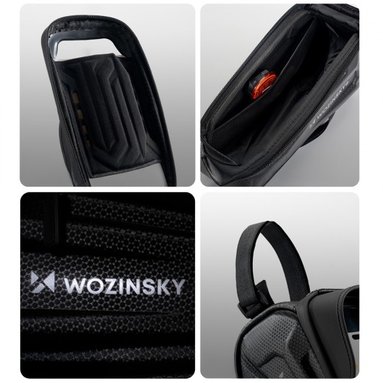 Wozinsky bicycle bag for the frame, armored, with a phone pocket, 1.7 l - black