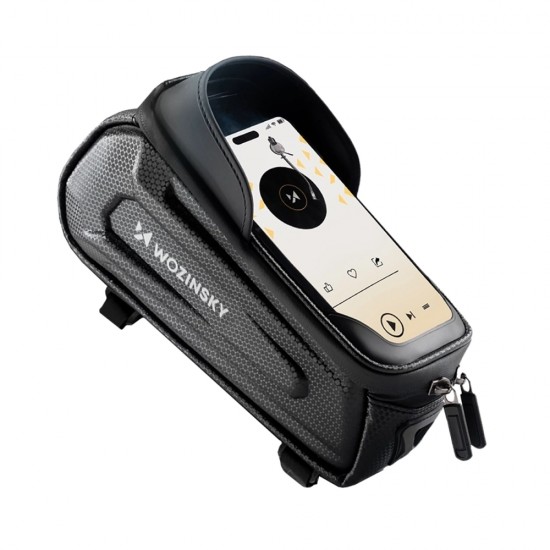 Wozinsky bicycle bag for the frame, armored, with a phone pocket, 1.7 l - black