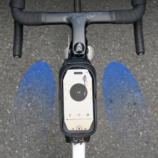 Wozinsky bicycle bag for the frame, armored, with a phone pocket, 1.7 l - black