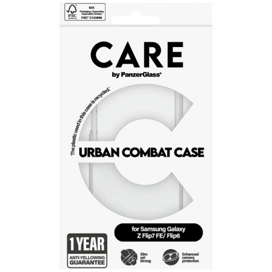 CARE by PanzerGlass Flagship Urban Combat Case for Samsung Galaxy Z Flip 7 FE / Flip 6 - Transparent