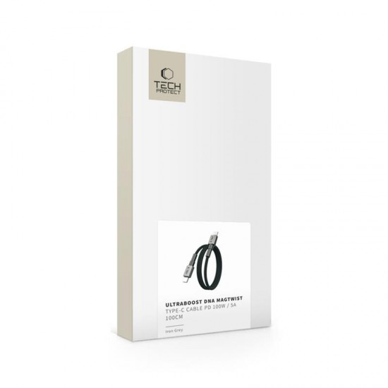 Tech-Protect Ultraboost DNA MagTwist USB-C PD Cable 100W / 5A 100 cm - Gray