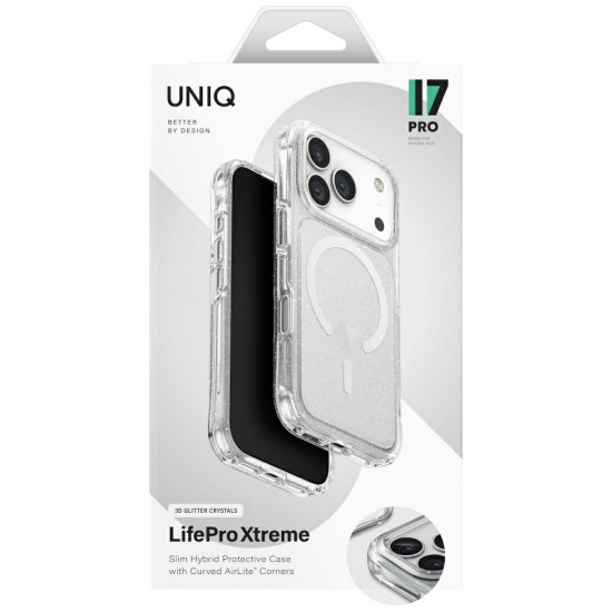 Uniq LifePro Xtreme Magclick Charging Case for iPhone 17 Pro - Clear-Glitter
