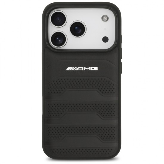 AMG Leather Debossed Lines Logo Case for iPhone 17 Pro - Black