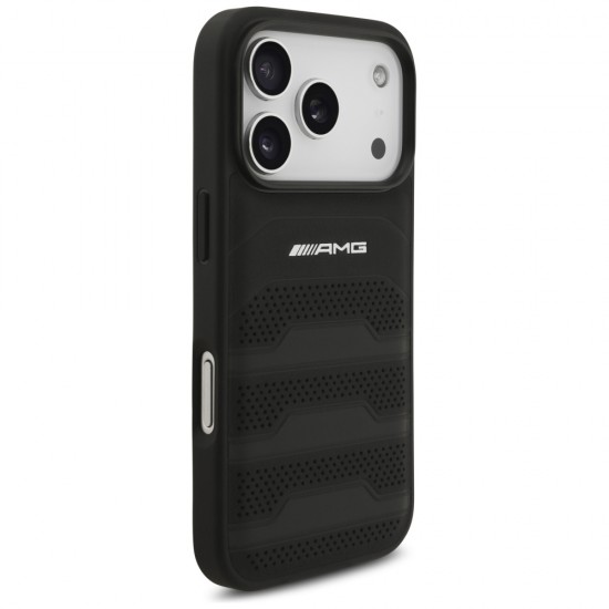 AMG Leather Debossed Lines Logo Case for iPhone 17 Pro - Black