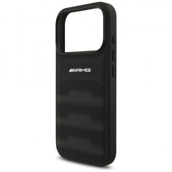 AMG Leather Debossed Lines Logo Case for iPhone 17 Pro - Black
