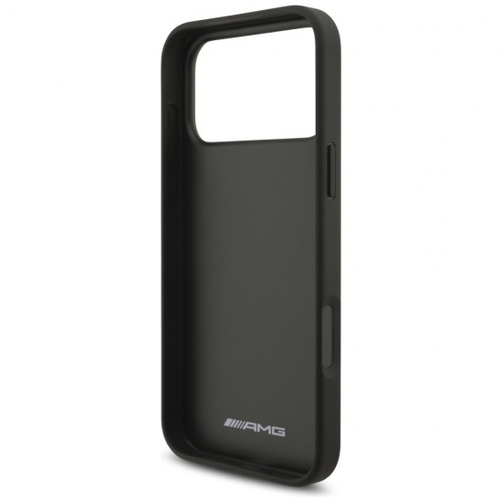 AMG Leather Debossed Lines Logo Case for iPhone 17 Pro Max - Black