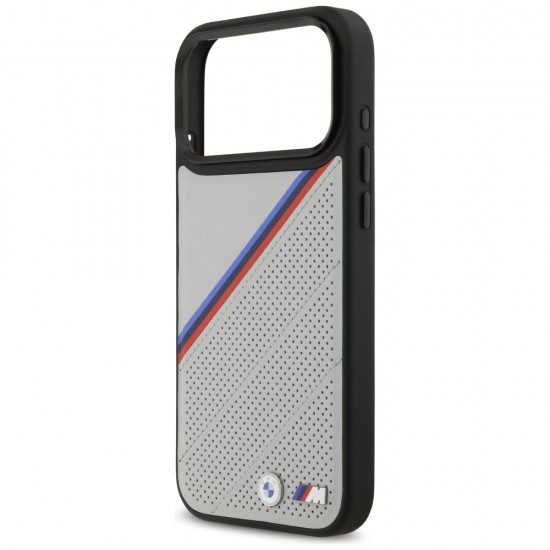 BMW M Tricolor Metal Logo MagSafe Case for iPhone 17 Pro Max - Gray