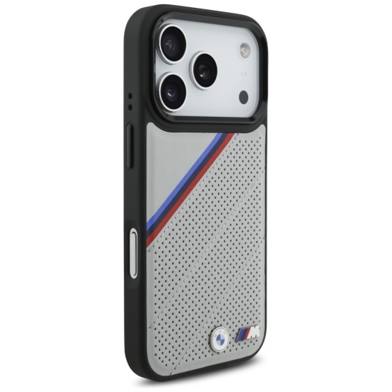 BMW M Tricolor Metal Logo MagSafe Case for iPhone 17 Pro - Gray