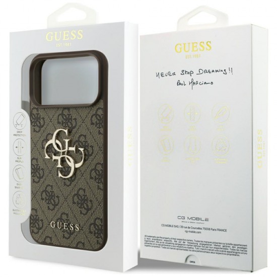 Guess 4G Big Logo Case for iPhone 17 Pro Max - Brown