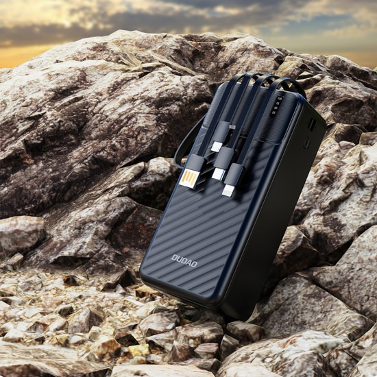 Dudao K11 Max 30000mAh Powerbank with Built-in Cables - Black