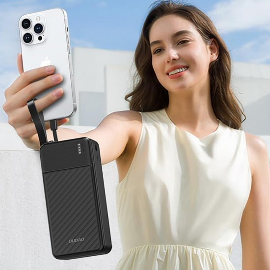 Dudao K11 Max 30000mAh Powerbank with Built-in Cables - Black