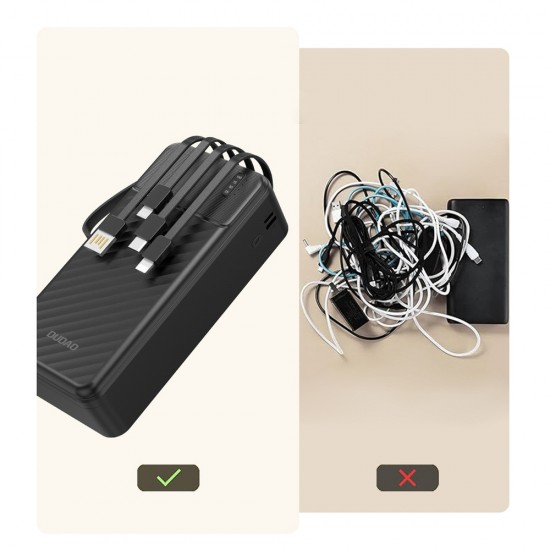 Dudao K11 Max 30000mAh Powerbank with Built-in Cables - Black