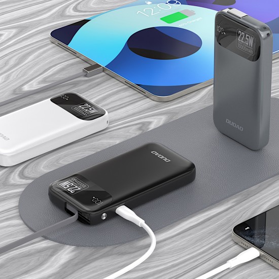 Dudao K31 10000 mAh 22.5W PD Powerbank with Built-in Cable - Gray
