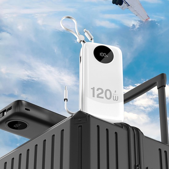 Dudao K13Pro 20000mAh Powerbank with Built-in Cable - White