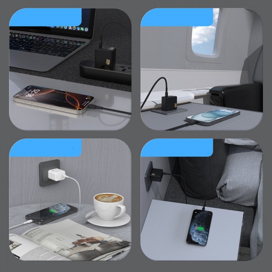 Dudao A28C 45W GaN Wall Charger + USB-C Cable - White