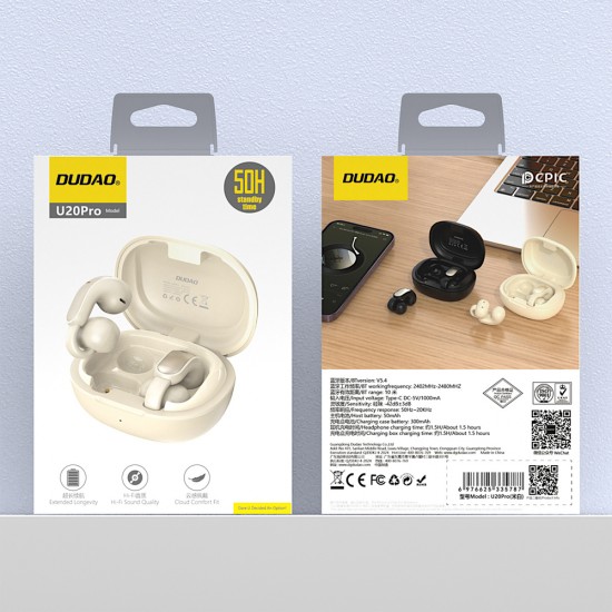 Dudao U20 Pro TWS Bluetooth Wireless Headphones - White