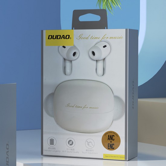 Dudao U21 TWS ANC ENC Bluetooth Wireless Headphones - White