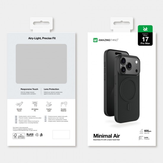 AmazingThing Minimal Air Case for iPhone 17 Pro Max Compatible with MagSafe - Black