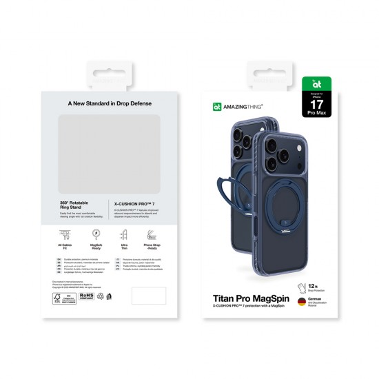 AmazingThing Titan Pro MagSpin Case for iPhone 17 Pro Max Compatible with MagSafe - Blue